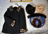Lot of Fur Hats and Fur Lined Coat