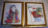 Pair of Santa / Father Christmas Prints, Framed
