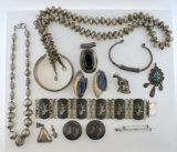 Lot of Vintage Sterling Silver Jewelry: Mexican, Native American and Other