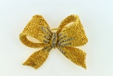 Vintage Corocraft Marcasite and Gold Tone Bow Brooch Pin
