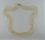 Vintage Multistrand Keshi Pearl 25” Necklace with 14K Gold Clasp
