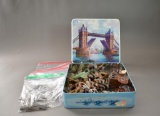 Large Lot of Vintage Lead Soldiers & Toys in London Bridges Tin