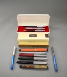 Lot of Vintage Ink Pens, Etc: Parker, Schaeffer, Cross, Morrison, Esterbrook & Others