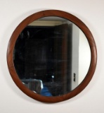 Vintage Round Mahogany Frame Wall Mirror