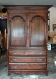 Chippendale Style Mahogany Linen Press Armoire, England