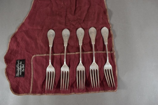 A Set of Five Antique Gorham “New Tipt” 1871 Dinner Forks