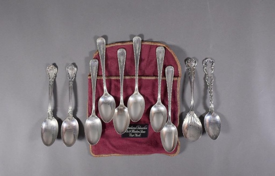 Ten Miscellaneous Sterling Silver Teaspoons, 6 Are Gorham “Newcastle”