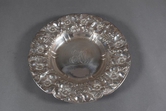 A Repousse Work “Apple Blossom” Sterling Silver Bowl