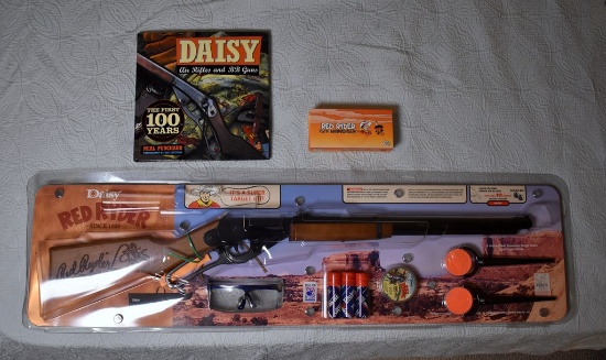 A Daisy Red Ryder BB Gun Kit (NIP), Colt 75th Anniv. Collector's Knife, & Daisy 100 Years Book