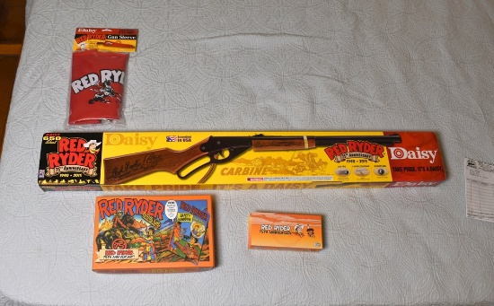 A Daisy Red Ryder 75th Anniv. BB Gun Kit (NIB) & Colt Collector's Knife, Boys Knife, & Gun Sleeve