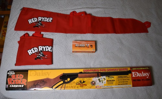 A Daisy Red Ryder BB Gun Kit (NIB) , Colt 75th Anniv. Collector's Knife and Two Gun Sleeves