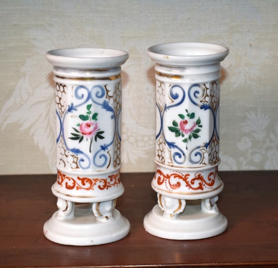 A Pair of Meissen Style Porcelain Vases