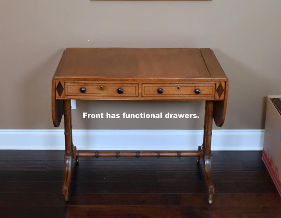 Early 19th Century Regency Mahogany Drop-Leaf Sofa Table on Brass Caster Feet
