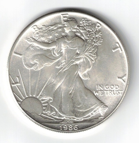 Brilliant Uncirculated 1986 American Eagle Coin, 1 Oz. Fine Silver