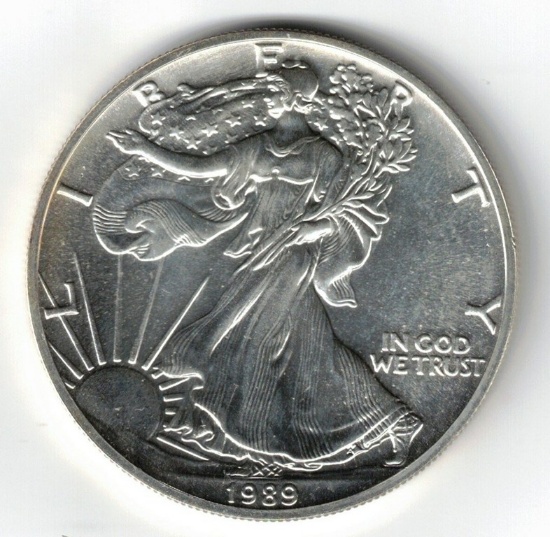 Brilliant Uncirculated 1989 American Eagle Coin, 1 Oz. Fine Silver