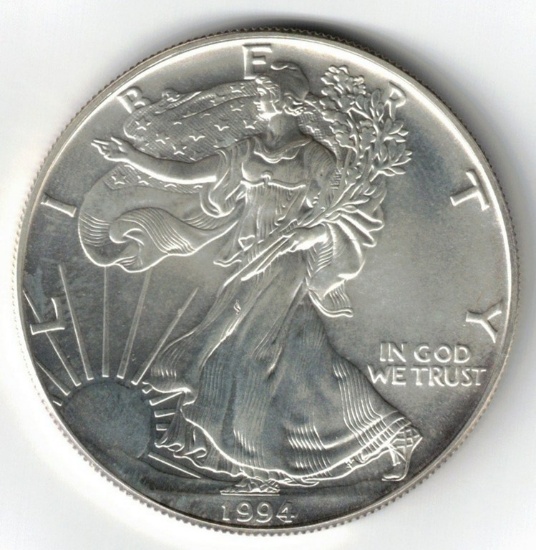 Brilliant Uncirculated 1994 American Eagle Coin, 1 Oz. Fine Silver