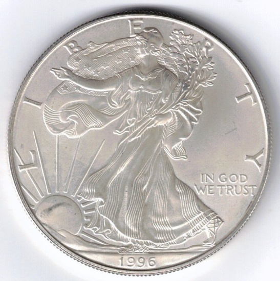 Brilliant Uncirculated 1996 American Eagle Coin, 1 Oz. Fine Silver