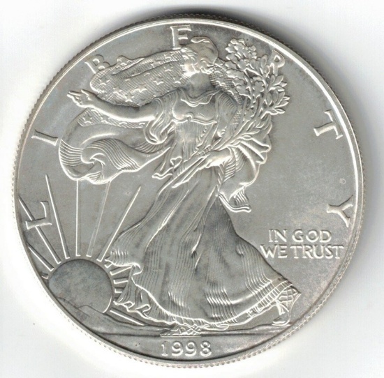 Brilliant Uncirculated 1998 American Eagle Coin, 1 Oz. Fine Silver