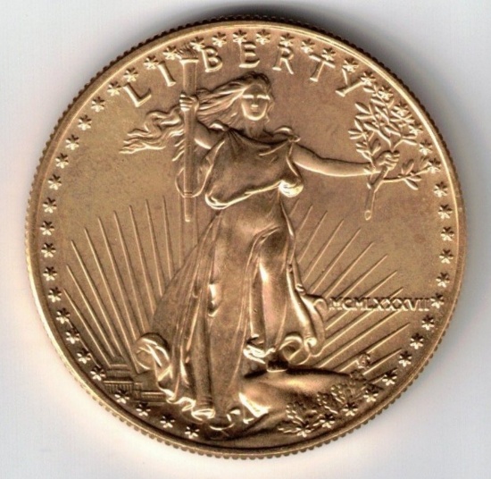 BU 1987 American Gold Eagle, 1 Troy Oz. Fine Gold