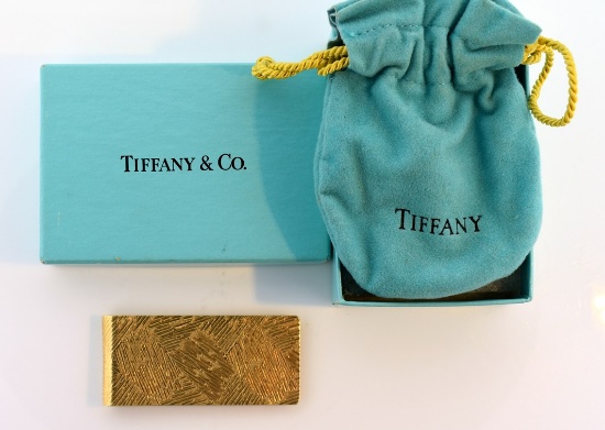 14K Yellow Gold Tiffany & Co. Money Clip with Tiffany & Co. Storage Bag and Gift Box