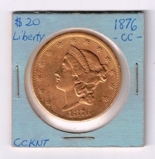 1876-CC $20 American Liberty Head Gold Double Eagle, 0.9675 Troy Oz. Fine Gold
