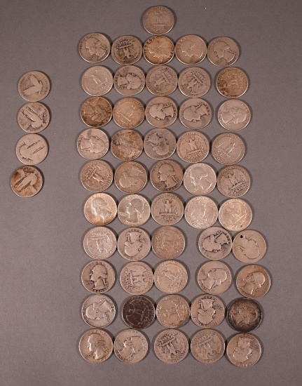 Fifty-Five 90% Silver US Quarters