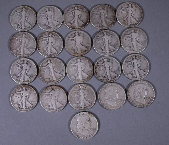 Twenty-One 90% Silver US Halves