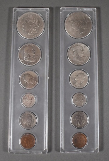 Two Sets of Old US Circulated Coins: Silver (8), Buffalo Nickels (2) and Indian Head Pennies (2)