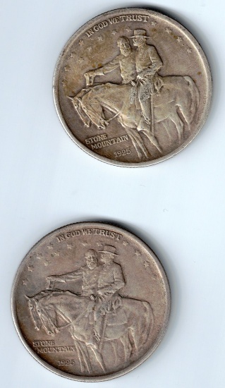 Two 1925 Stone Mountain Memorial Commemorative Silver Halves