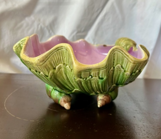 Majolica sea shell bowl