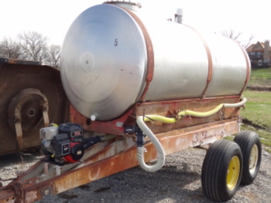 1000 Gallon Stainless Steel Tandem Axle Nurse Tank Trailer