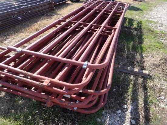 9 - (Red) 16ft Livestock Panels and 1 - 13'6" Red Gate