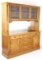 Golden Oak & Leaded Glass Sideboard Cabinet c-1910