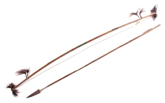 19th C. Sioux Polychrome Bow and Arrow