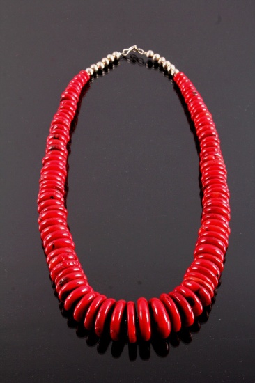 Navajo Discoidal Coral Necklace