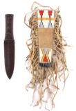 HBC Style Knife w/ Plains Quilled Scabbard