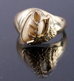 14K Gold Montana Elk Ivory Ring