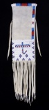 Sioux Dragonfly Motif Beaded Long Fringe Pipe Bag