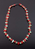 Navajo Turquoise and Coral Heishi Necklace