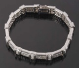 Sterling Silver Line Bracelet with Clear Gemstone