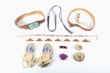 Beaded Indian Belts, Moccasin, Buckle, & Hair Clip