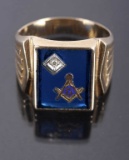10k Gold & Diamond Masonic Ring