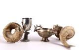Rams Horn Candleholders and Elk Themed Pewter