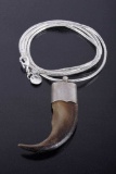 Sterling Silver Capped Bear Claw Pendant Necklace