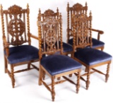 Quarter Sawn Oak Rococo Style Dining Chairs