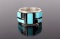 Navajo Sterling Inlay Ring With Turquoise and Jet