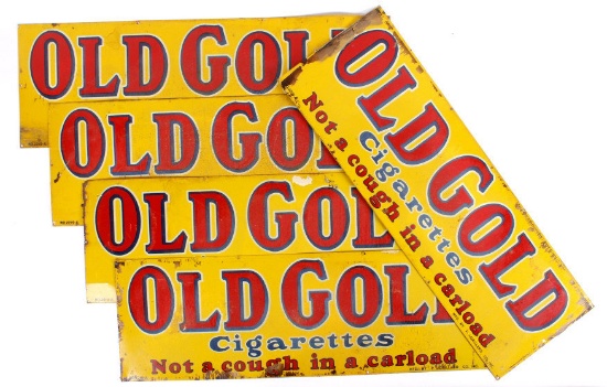 Five NOS Double Sided Old Gold Cigarette Ad Signs