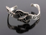 Signed Navajo Sterling Silver Ram Head Bracelet