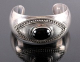 Navajo Sterling Silver Onyx Bracelet Cuff