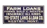 Original Westby Montana Farm Loans Sign Early 1900